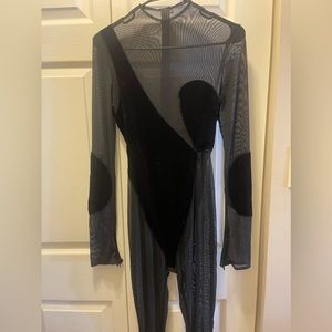 Velvet Mesh JumpSuit- Black- Women’s Small